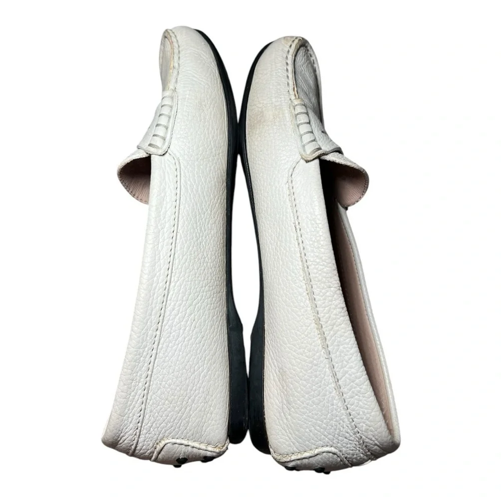 Tod's Big Girl Penny Loafer Moccasin Cream Off White Slip On Leather 35.5